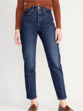 Old Navy Dark Wash High Rise Straight Leg Jeans 4